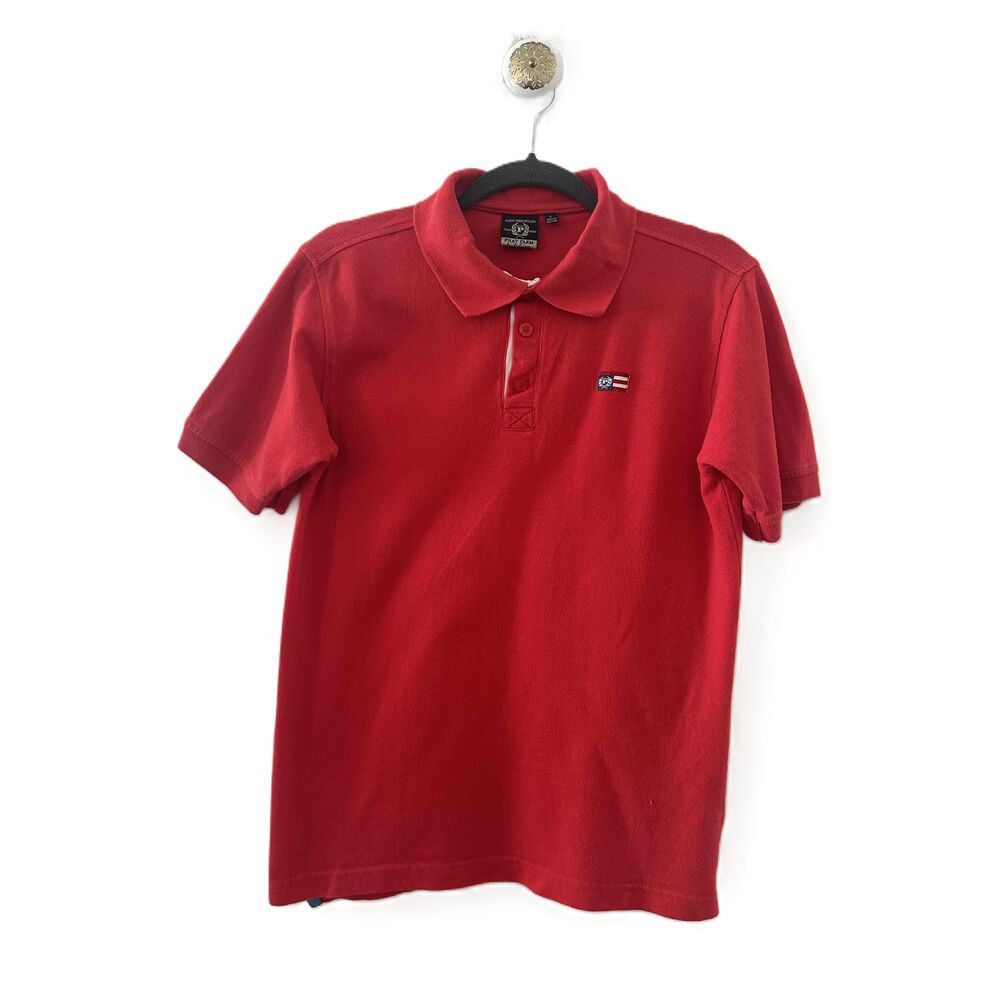Phat Farm Polo Mens Youth Large Red Collared Shirt Short Sleeve Mesh Cotton
